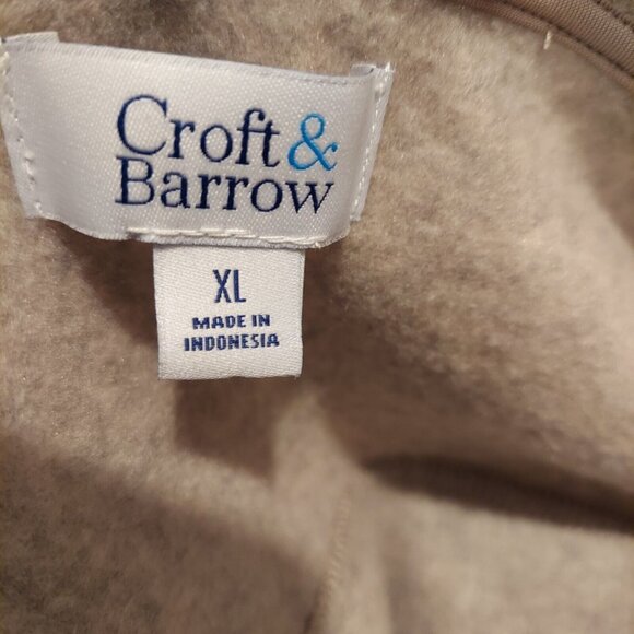 Croft & Barrow Fleece Pullover Mens XL Gray tan Quarter Zip Sweatshirt beach - Picture 15 of 15